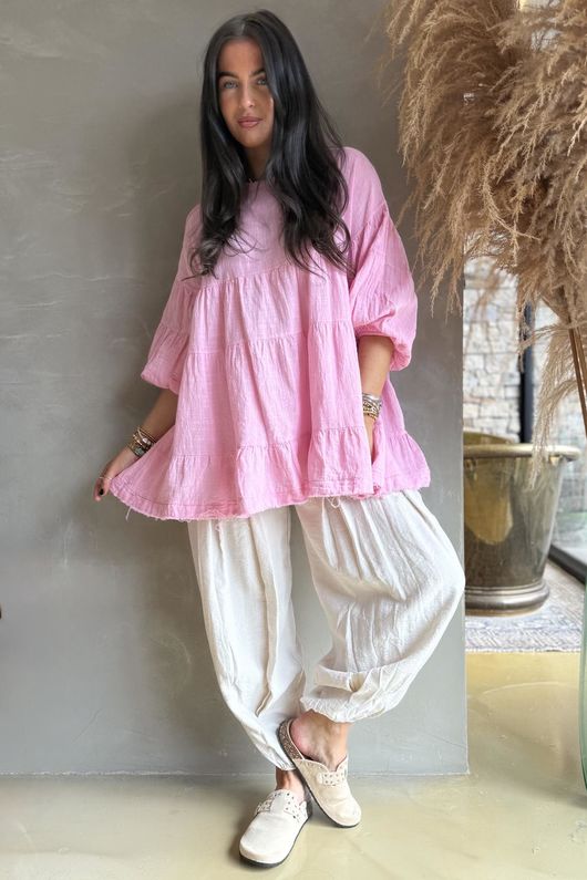 Driftwood Bell Sleeve Smock Top Candy /10=