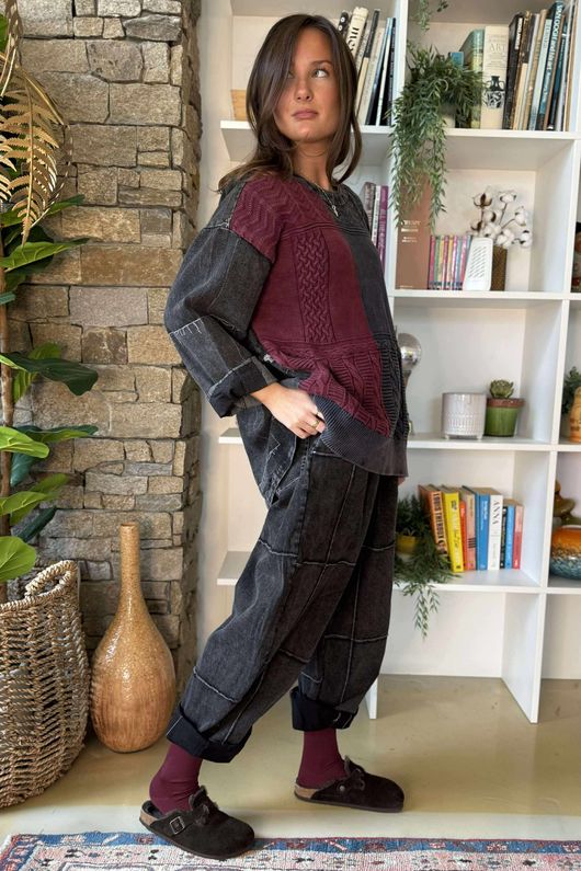 Duran Cable Knit Vintage Jumper Black Denim