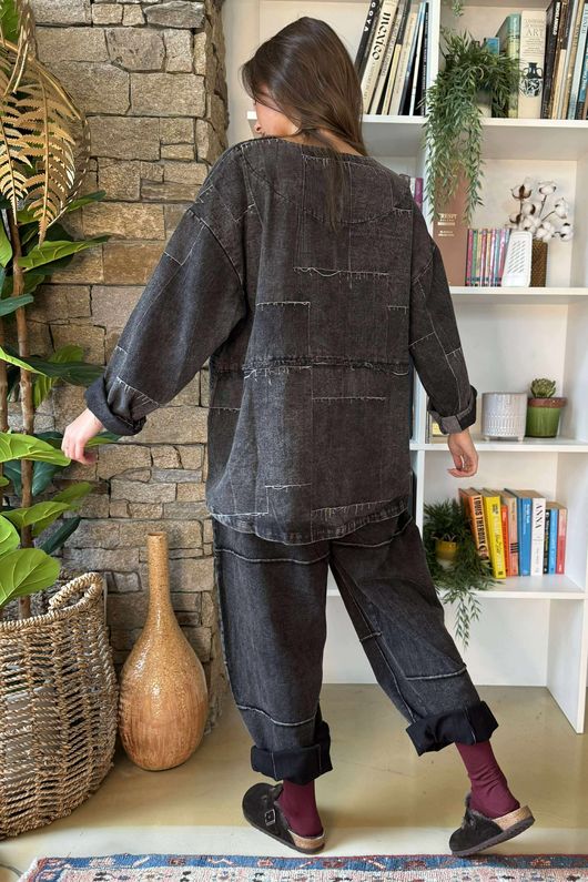 Duran Cable Knit Vintage Jumper Black Denim