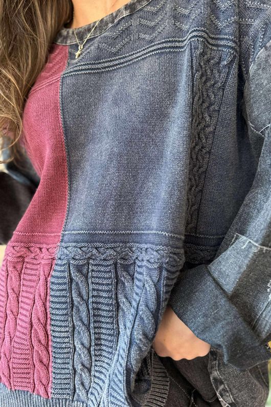 Duran Cable Knit Vintage Jumper Black Denim