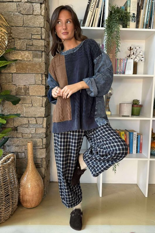 Duran Cable Knit Vintage Jumper Blue Denim