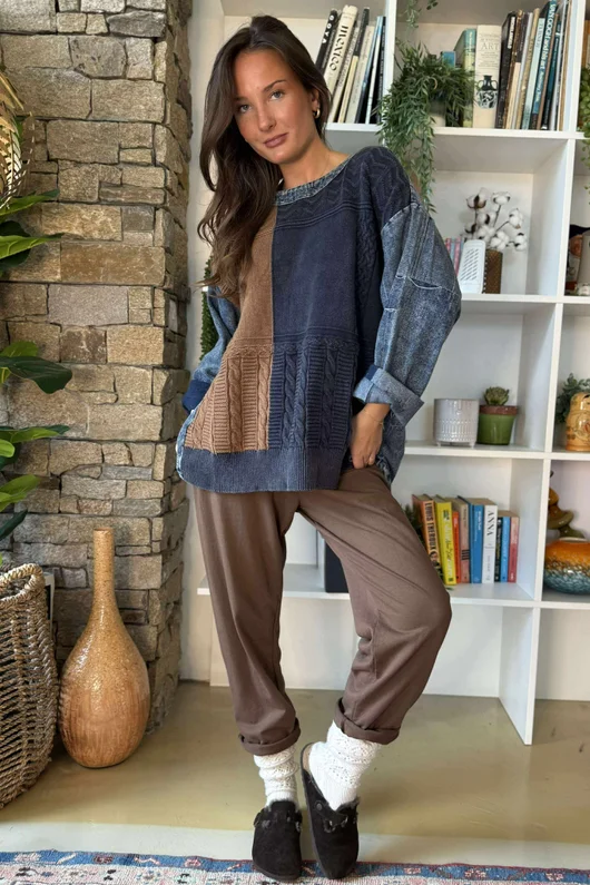 Duran Cable Knit Vintage Jumper Blue Denim
