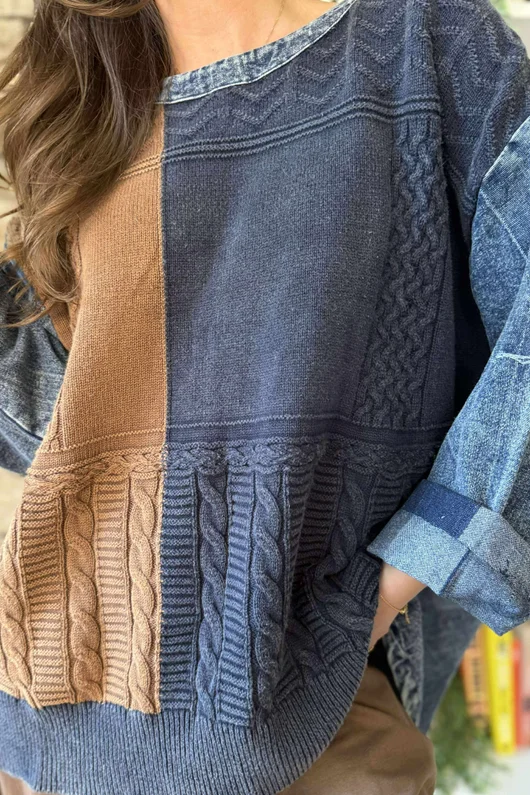 Duran Cable Knit Vintage Jumper Blue Denim