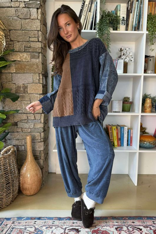 Duran Cable Knit Vintage Jumper Blue Denim