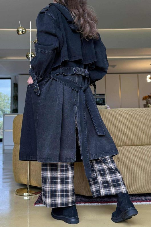 Duran Denim Trench Black