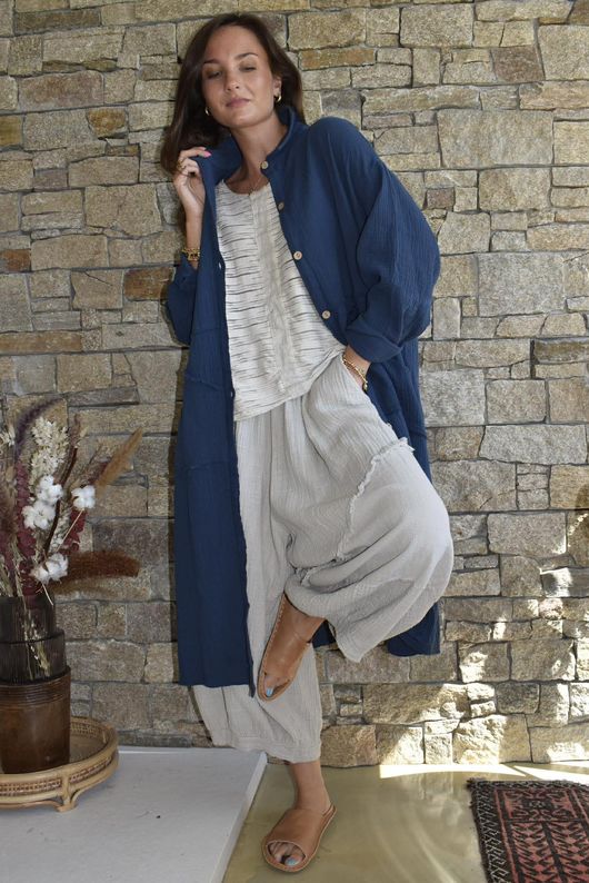 Dusk Bubble Cotton Duster Jacket Airforce