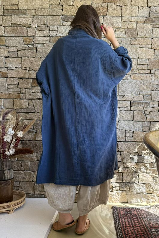 Dusk Bubble Cotton Duster Jacket Airforce