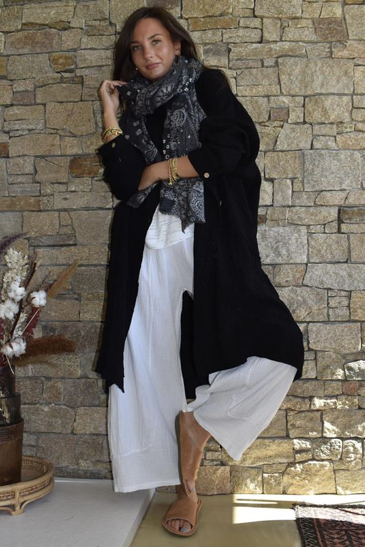 Dusk Bubble Cotton Duster Jacket Black
