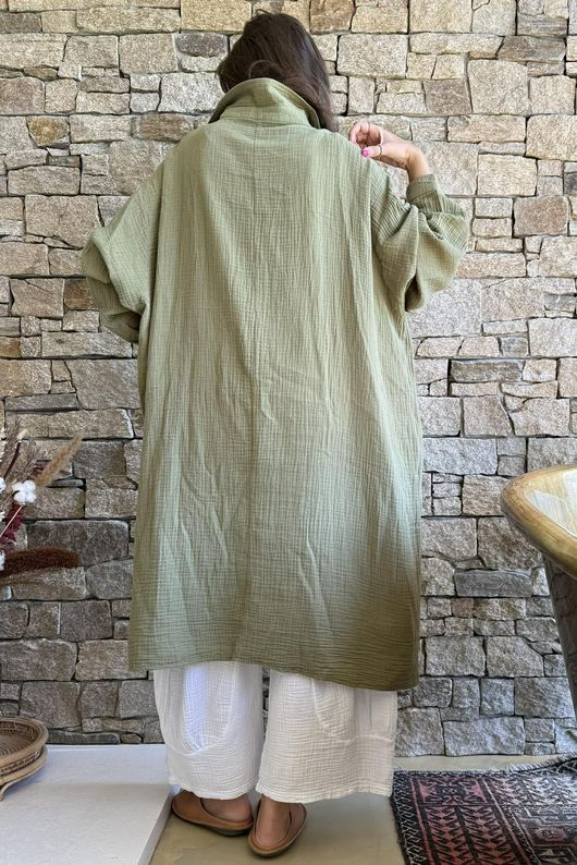 Dusk Bubble Cotton Duster Jacket Olive