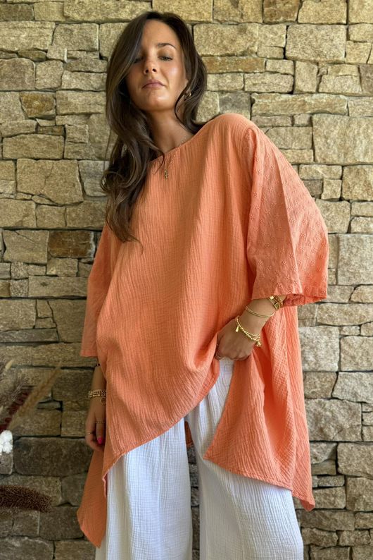 Dusk Bubble Cotton Parachute Top Apricot Sun