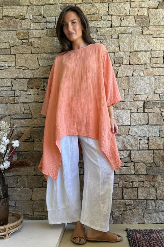 Dusk Bubble Cotton Parachute Top Apricot Sun