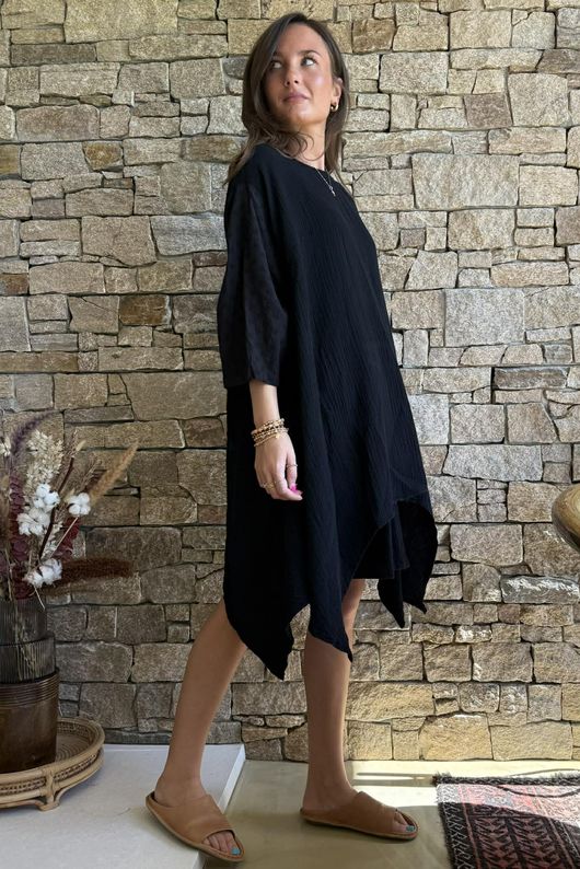Dusk Bubble Cotton Parachute Top Black