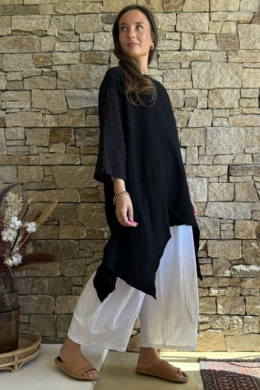 Dusk Bubble Cotton Parachute Top Black