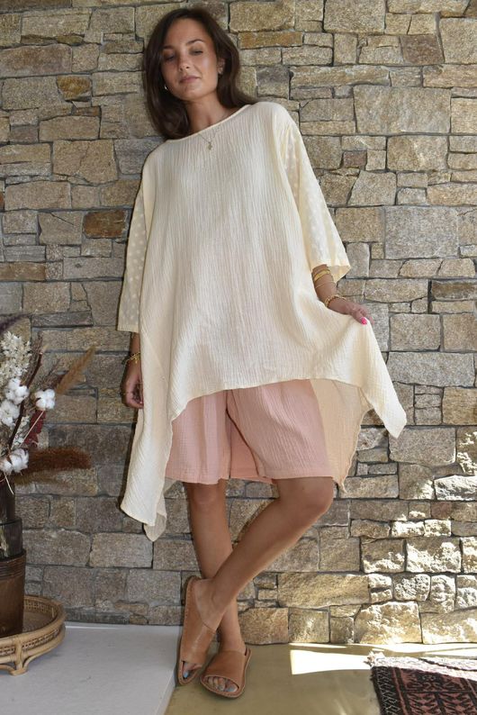 Dusk Bubble Cotton Parachute Top Buttercream
