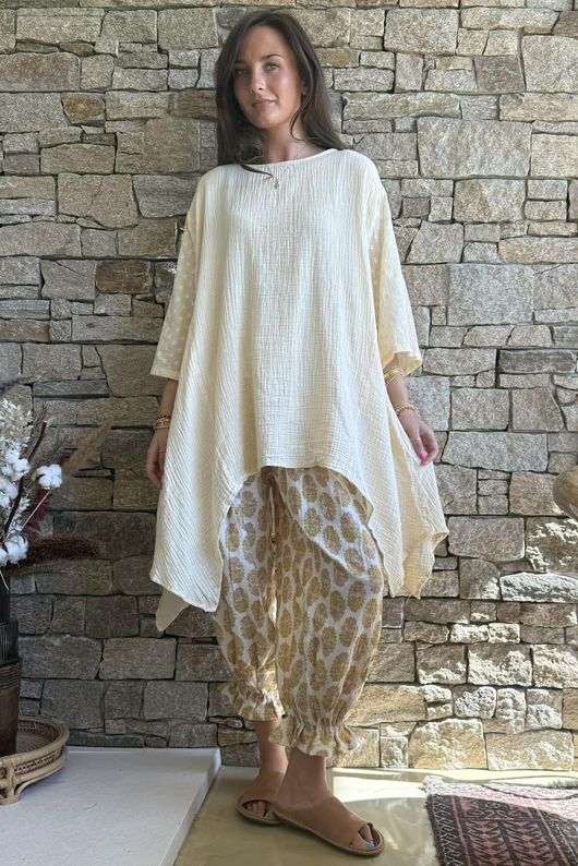 Dusk Bubble Cotton Parachute Top Buttercream