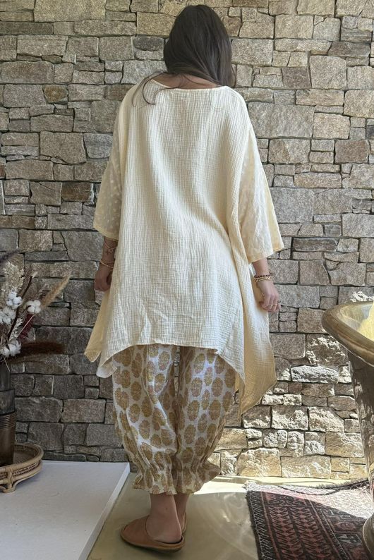 Dusk Bubble Cotton Parachute Top Buttercream