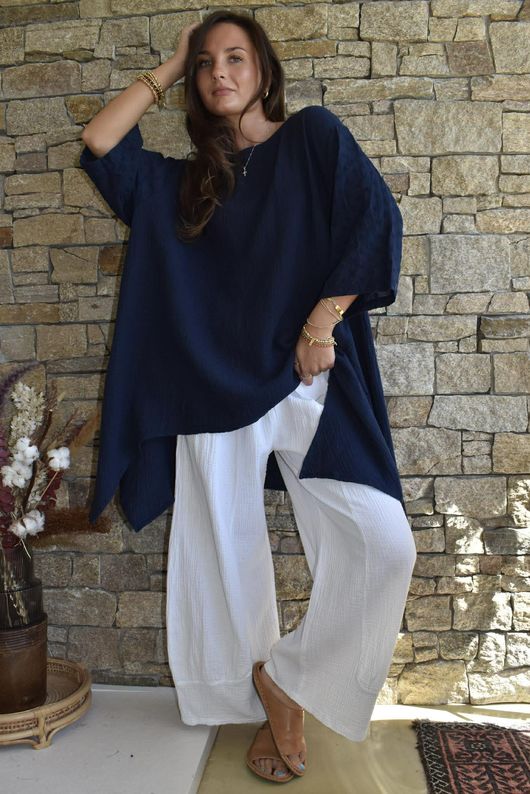 Dusk Bubble Cotton Parachute Top Navy