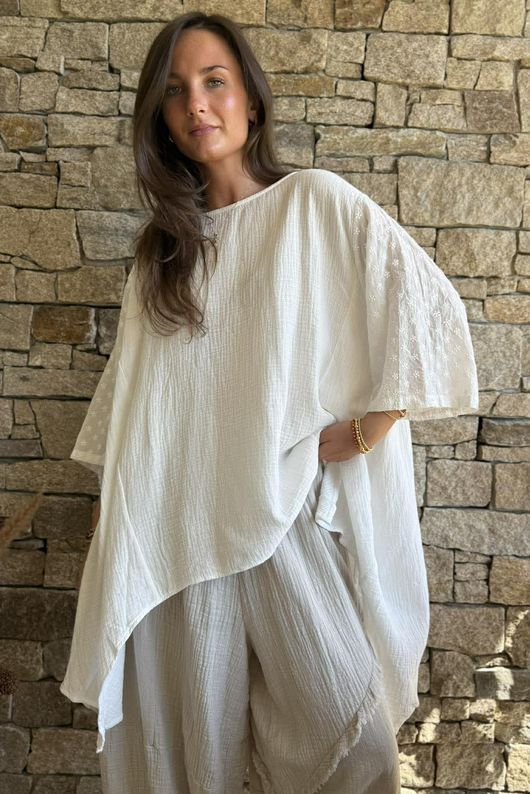 Dusk Bubble Cotton Parachute Top Warm White