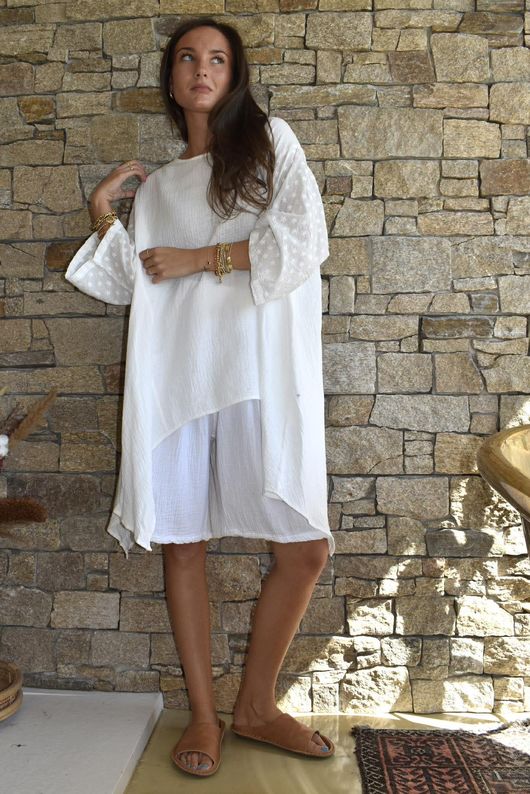 Dusk Bubble Cotton Parachute Top Warm White