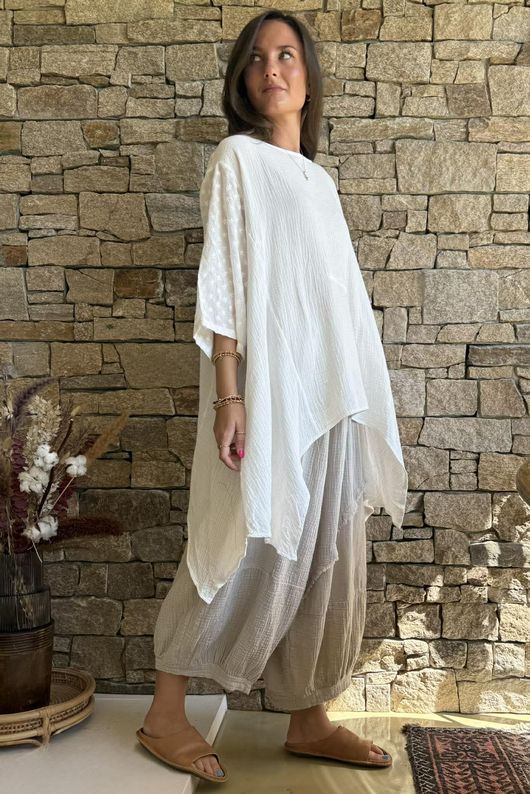 Dusk Bubble Cotton Parachute Top Warm White
