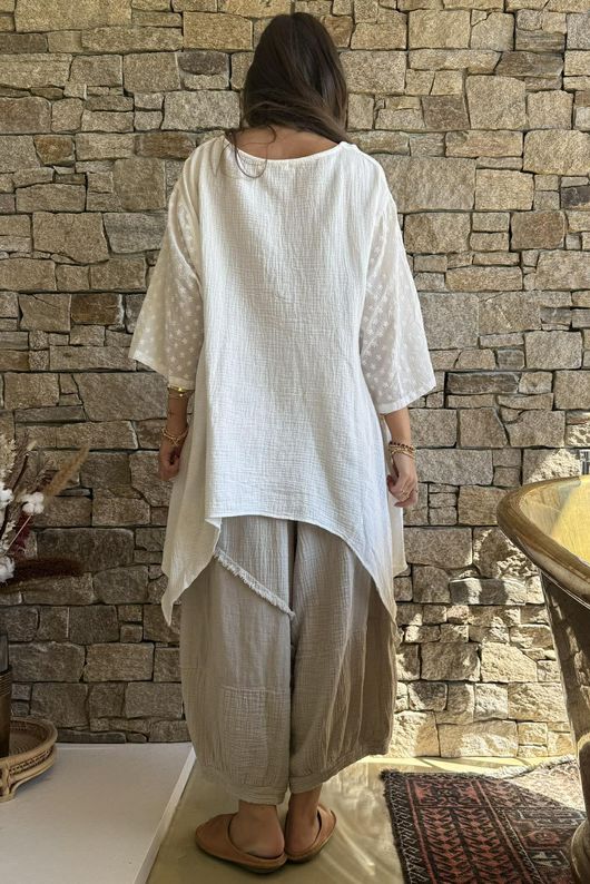 Dusk Bubble Cotton Parachute Top Warm White
