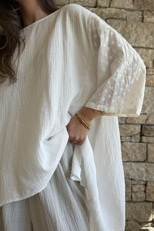 Dusk Bubble Cotton Parachute Top Warm White