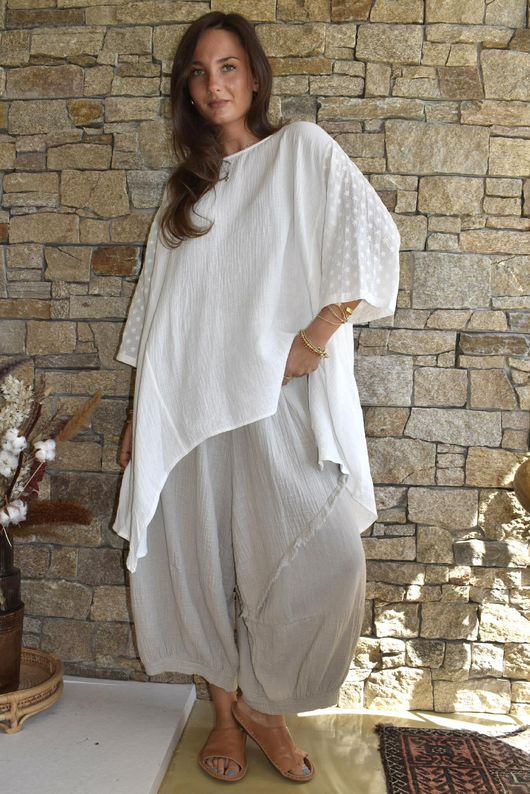 Dusk Bubble Cotton Parachute Top Warm White