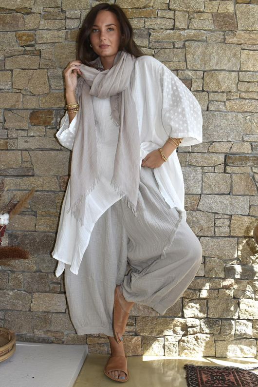 Dusk Bubble Cotton Parachute Top Warm White