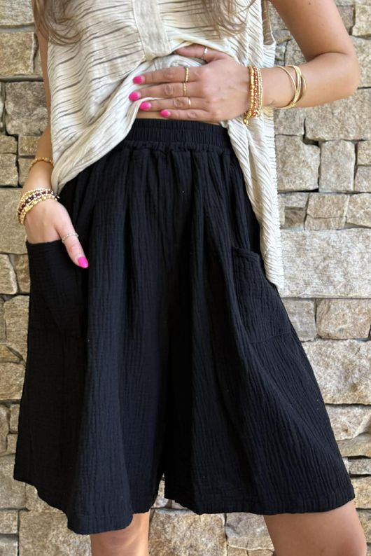 Dusk Bubble Cotton Shorts Black