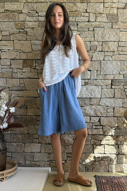 Dusk Bubble Cotton Shorts Denim