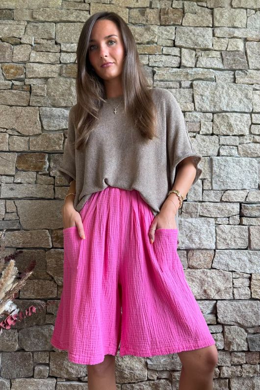Dusk Bubble Cotton Shorts Hot Pink