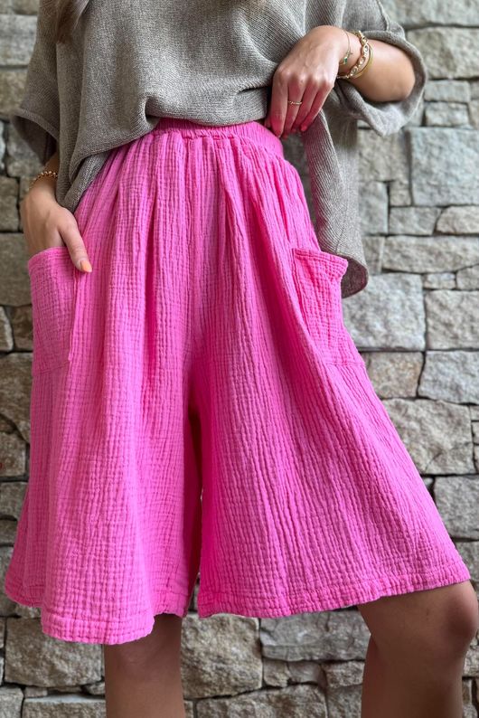 Dusk Bubble Cotton Shorts Hot Pink