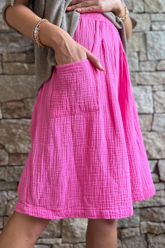 Dusk Bubble Cotton Shorts Hot Pink