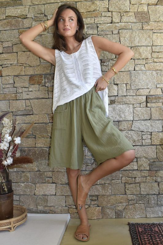 Dusk Bubble Cotton Shorts Olive