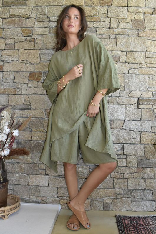 Dusk Bubble Cotton Shorts Olive