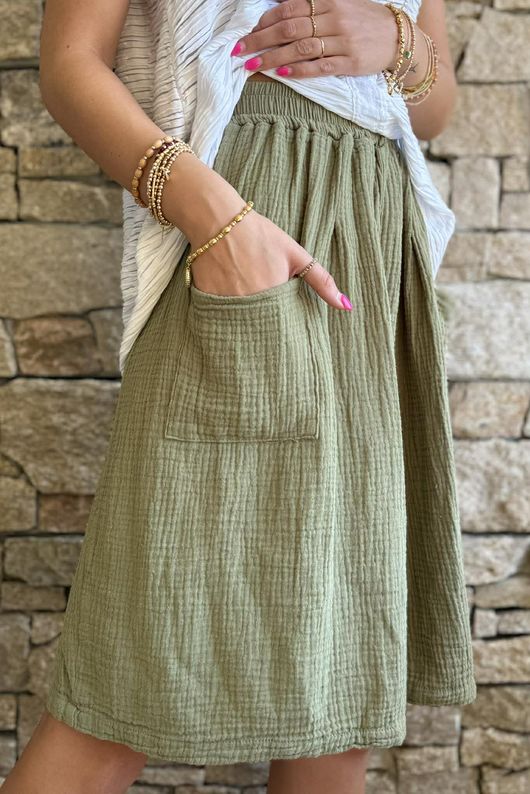 Dusk Bubble Cotton Shorts Olive