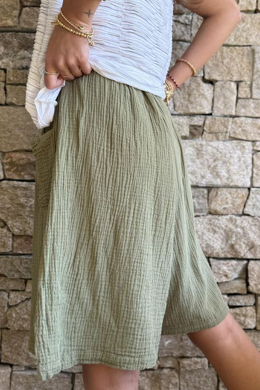 Dusk Bubble Cotton Shorts Olive