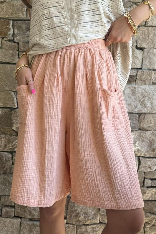 Dusk Bubble Cotton Shorts Peachy Nude