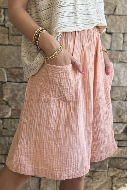 Dusk Bubble Cotton Shorts Peachy Nude