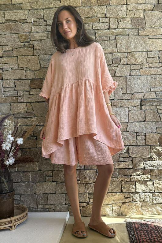 Dusk Bubble Cotton Shorts Peachy Nude