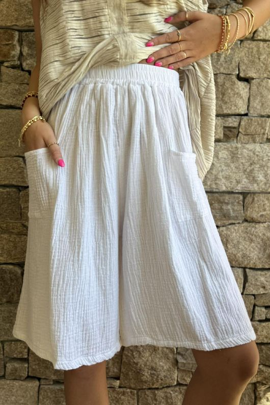 Dusk Bubble Cotton Shorts White