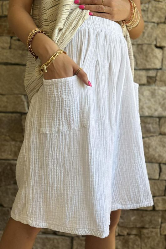 Dusk Bubble Cotton Shorts White