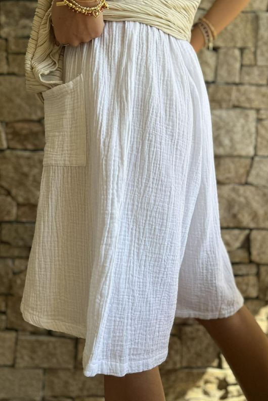 Dusk Bubble Cotton Shorts White