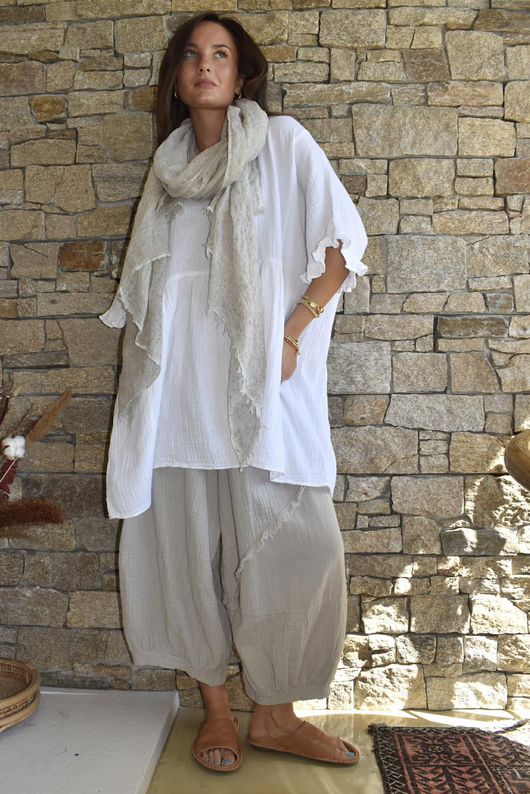 Dusk Bubble Cotton Smock Top White