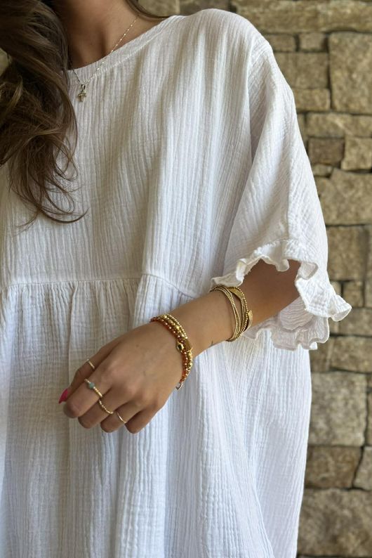 Dusk Bubble Cotton Smock Top White
