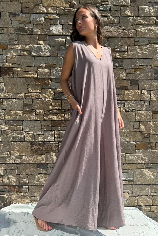 Eliza Palazzo Jumpsuit Mocha