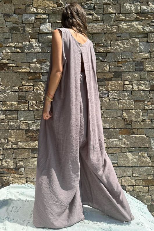 Eliza Palazzo Jumpsuit Mocha