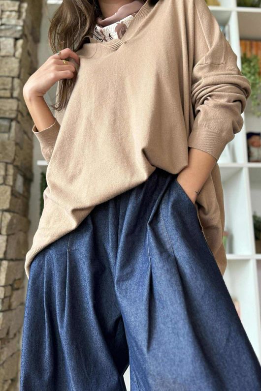 Ellis Oversized Rugby Knit Camel /2=