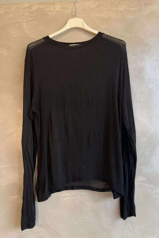 Essential Cashmere Blend Sheer Layering Top Black /6=