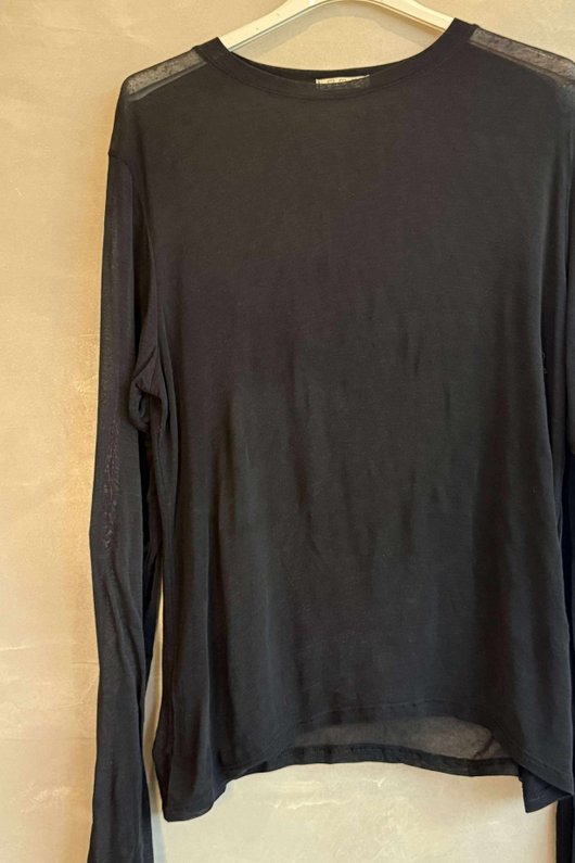 Essential Cashmere Blend Sheer Layering Top Black /6=